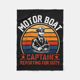 Grappige Motorbootkapitein Meldt Zich Voor Dienst Fleece Deken