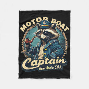 Grappige motorbootkapitein Nautisch wasbeer meme c Fleece Deken