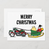 Grappige motorfietsen trekken slee kerst briefkaart (Voorkant / Achterkant)