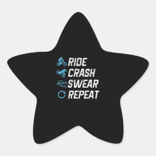 Grappige mountainbike rit crash swear herhalen ster sticker