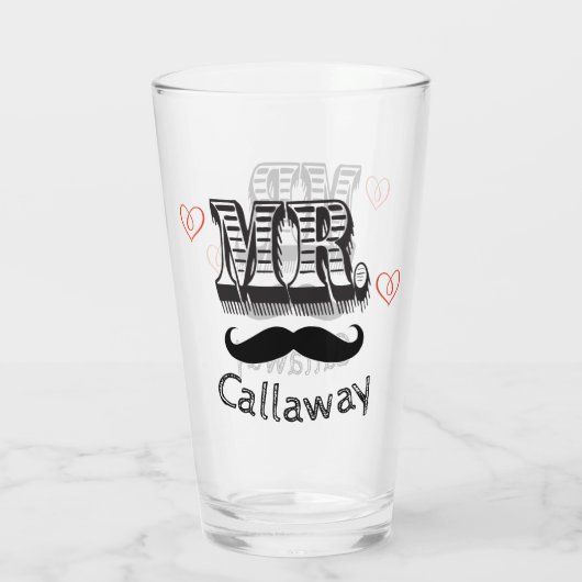 Grappige Mr. Mustache naam Glas (Achterkant)