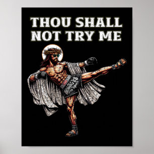 Grappige Muay Thai Heer Jezus Thaise Boksen Kickbo Poster