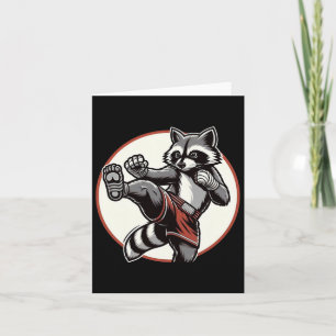 Grappige Muay Thai Raccoon Thaise Boksen Martial A Kaart