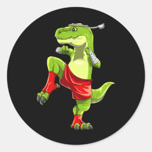Grappige Muay Thai T-rex - Thaise Boksen  Ronde Sticker