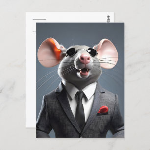 grappige muis cartoon briefkaart