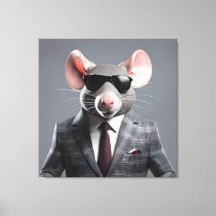 grappige muis cartoon canvas afdruk