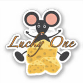 Grappige muis met kaas sticker (Voorkant)