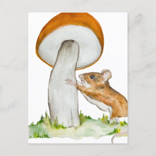 Grappige muis met wilde paddenstoel briefkaart