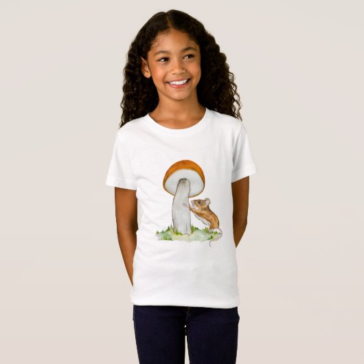 Grappige muis met wilde paddenstoel t-shirt (Voorkant volledig)
