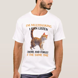 Grappige multitasking kat t-shirt