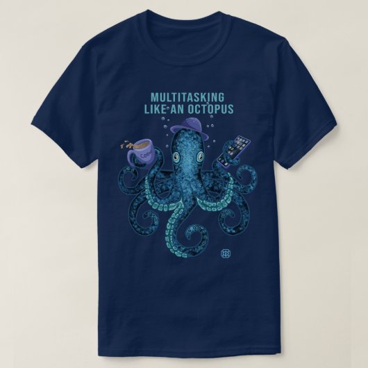 Grappige multitasking octopus t-shirt (Design voorkant)