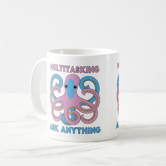 Grappige multitasking Vraag iets Octopus Koffiemok (Voorkant links)