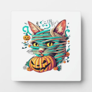 Grappige Mummie Kat Halloween Fotoplaat