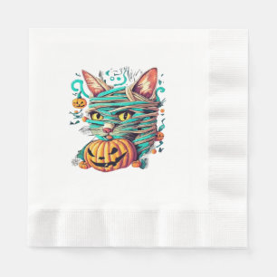 Grappige Mummie Kat Halloween Servet