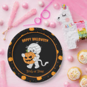 Grappige mummie lopen met Halloween pompoen partij Papieren Bordje (Feest)