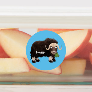 Grappige muskusos cartoon gepersonaliseerd labels