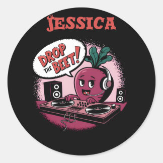 Grappige muziek laat de biet vallen ronde sticker