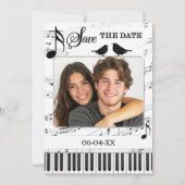 Grappige muziek Zwart-wit foto Bewaar de datum Aankondiging (Voorkant)