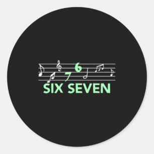 Grappige Muzieknummer 67 Muziekmeme Slang Zes Zeve Ronde Sticker