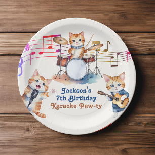 Grappige Muzikale Katten Karaoke Kids Verjaardagsf Papieren Bordje