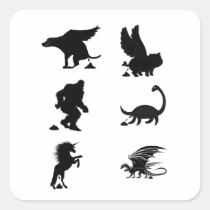 Grappige mythologische wezens die poepen vierkante sticker