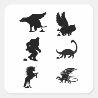 Grappige mythologische wezens die poepen vierkante sticker