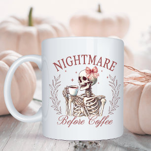 Grappige Nachtmerrie Voor Koffie Skelet Halloween Tweekleurige Koffiemok
