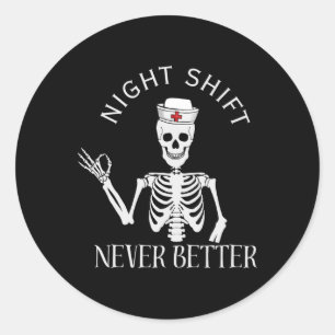 Grappige Nachtploeg Verpleegster Icu Rn Er Cvicu N Ronde Sticker