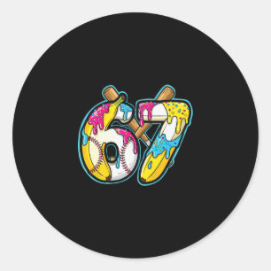 Grappige Nana 67 Ijsdruppel Meme Zes Zeven Gen Al Ronde Sticker