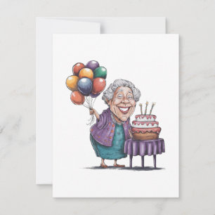 Grappige Nana-verjaardagsfeestballon Kunst Bedankkaart