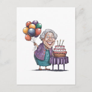 Grappige Nana-verjaardagsfeestballon Kunst Feestdagenkaart