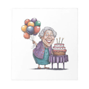 Grappige Nana-verjaardagsfeestballon Kunst Notitieblok