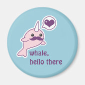 Grappige Narwhal met snor Magneet (Voorkant)