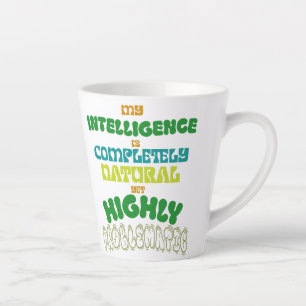 Grappige Natuurlijke Intelligentie Vintage Typogra Latte Mok