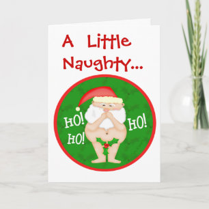 Grappige Naughty Santa Christmas Kaart