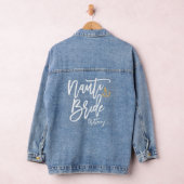 Grappige Nauti Bruid Blauwe Moderne Calligraphy Denim Jacket (Hangar)