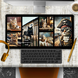 Grappige nautische foto grid kat bureaumat