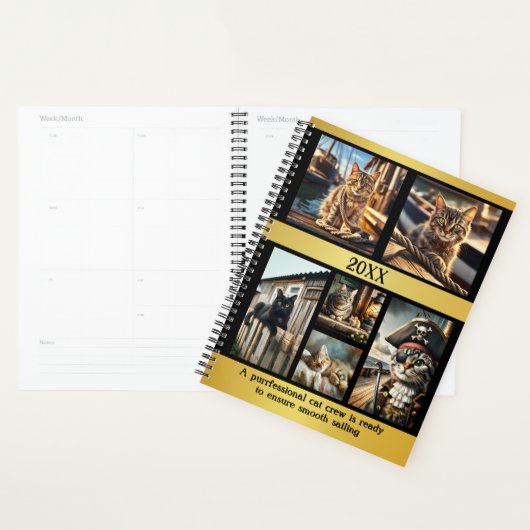 Grappige nautische foto grid kat planner (Display)