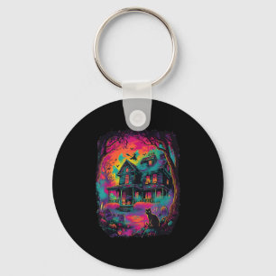Grappige Neon S Ghost Black Cat Witch Halloween Sleutelhanger