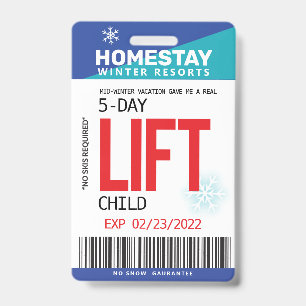 Grappige NEP Winter Break Aangepaste Ski Lift Tick Badge