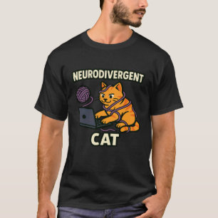 Grappige neurodivergente kat meme met garen en lap t-shirt