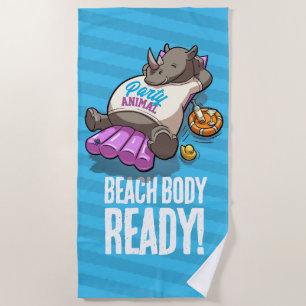 Grappige Neushoorn Strandlichaam Klaar! Zwembad Fe Strandlaken