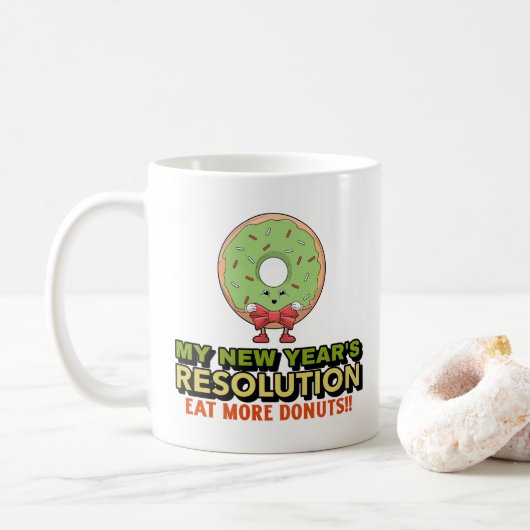 Grappige New Year's resolutie-Eet meer donuts Koffiemok (Met donut)