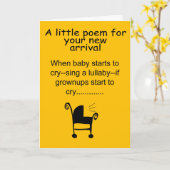 Grappige nieuwe baby kaart (Gele Bloem)