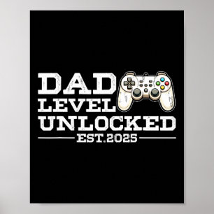 Grappige Nieuwe Vader Niveau Ontgrendeld 2025 Vide Poster