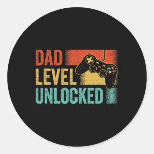 Grappige nieuwe vader vaders dag papa niveau ontgr ronde sticker