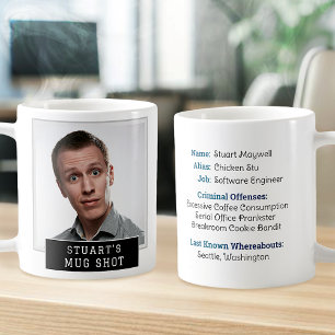 Grappige nieuwigheid Mugshot gepersonaliseerde tek Koffiemok