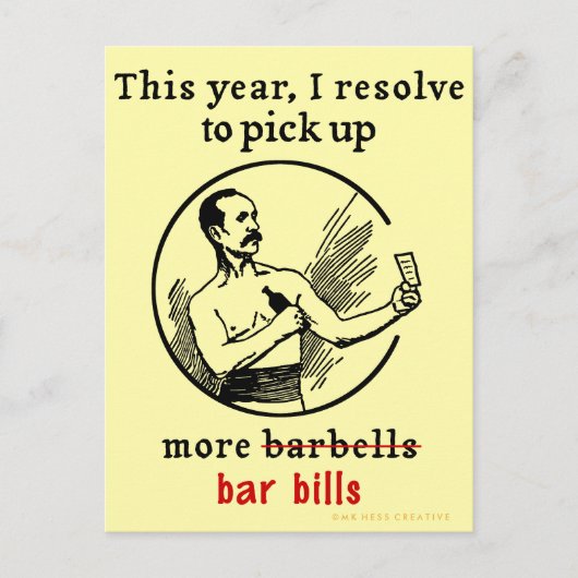 Grappige nieuwjaarsresolutie retro bierdrinker feestdagenkaart (Voorkant)