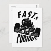 Grappige nieuwsgierige auto rijden kat briefkaart (Voorkant / Achterkant)