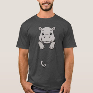 Grappige nijlpaard die in zak gluurt Nijlpaard die T-shirt
